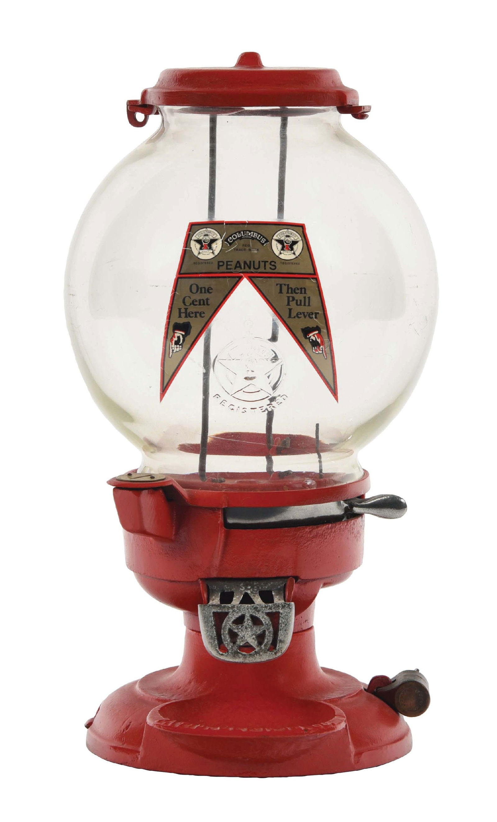 COLUMBUS VENDING MACHINE CO. MODEL A W/ TRAY PEANUT MACHINE (1 of 4)