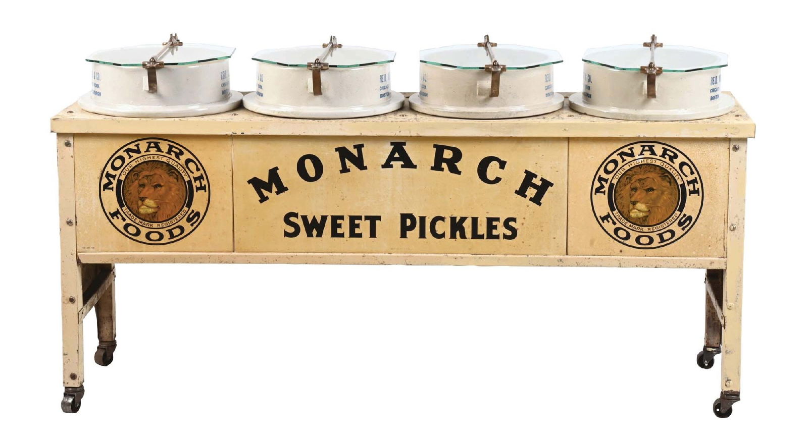 MONARCH SWEET PICKLE CROCK DISPLAY W/ LION GRAPHICS (1 of 6)