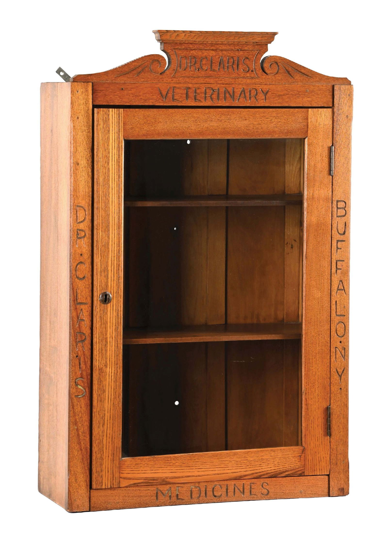 DR. CLARIS VETERINARY MEDICINE OAK WOOD DISPLAY CABINET (1 of 5)