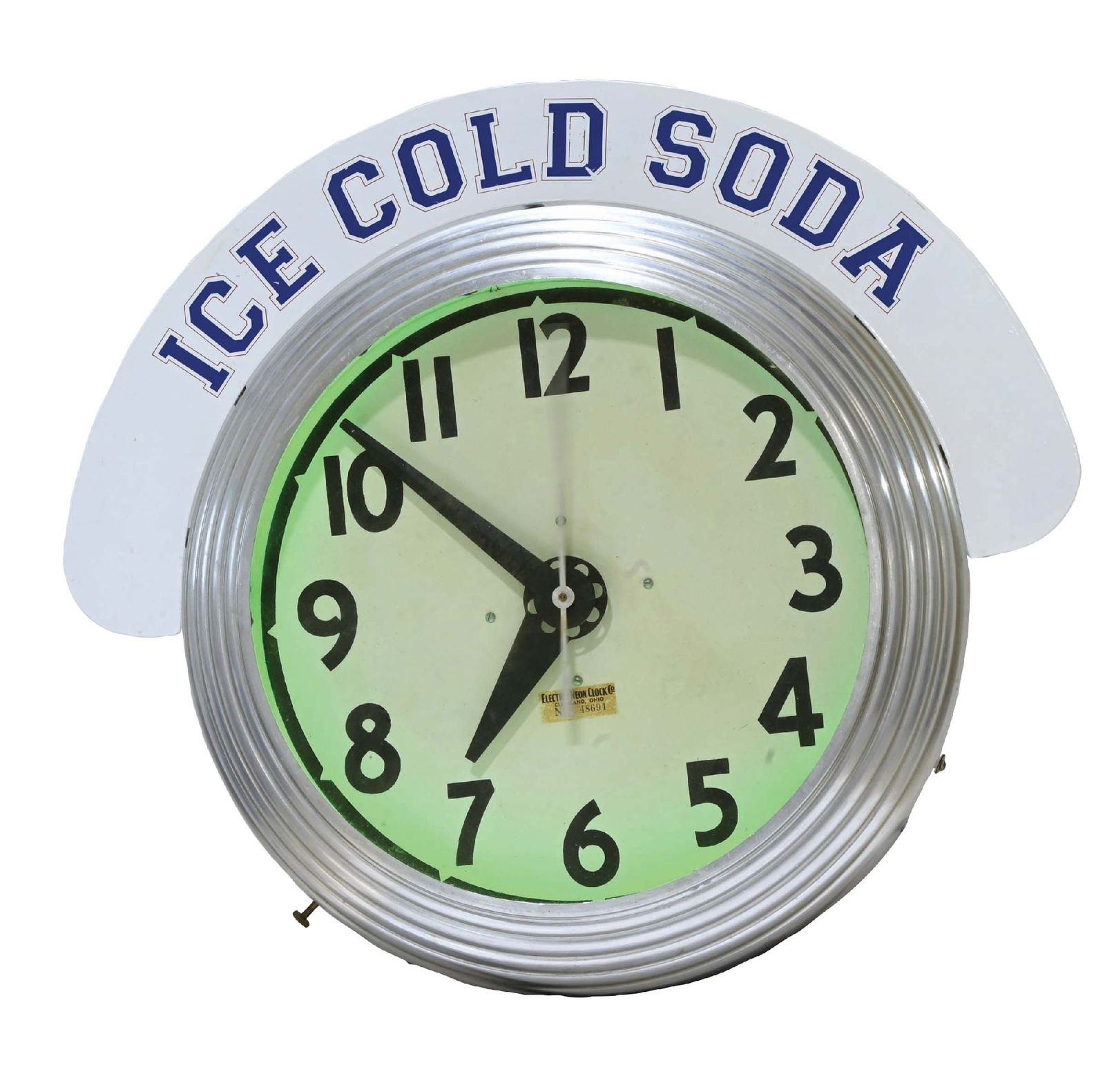 NEON LIGHT-UP CLOCK W/ ICE COLD SODA MARQUEE (1 of 2)