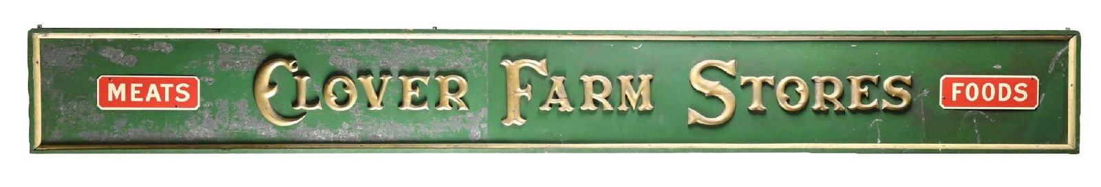 IMPRESSIVE CLOVER FARM STORES "FOOD & MEATS" TRADE SIGN (1 of 2)