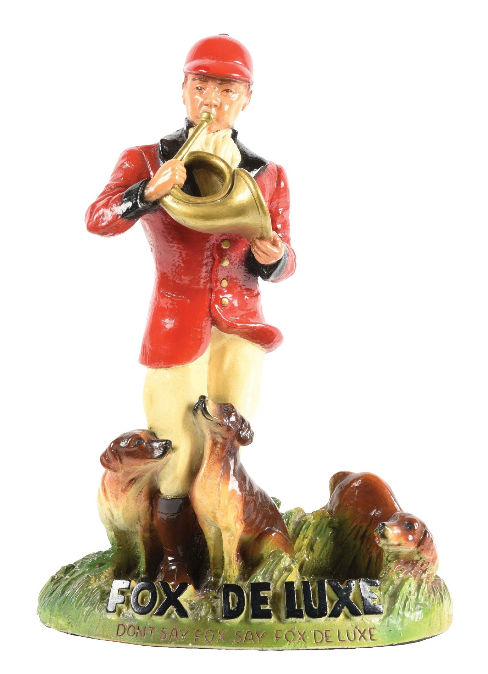 CHALKWARE FOX DE LUXE BEER FIGURAL DISPLAY (1 of 2)