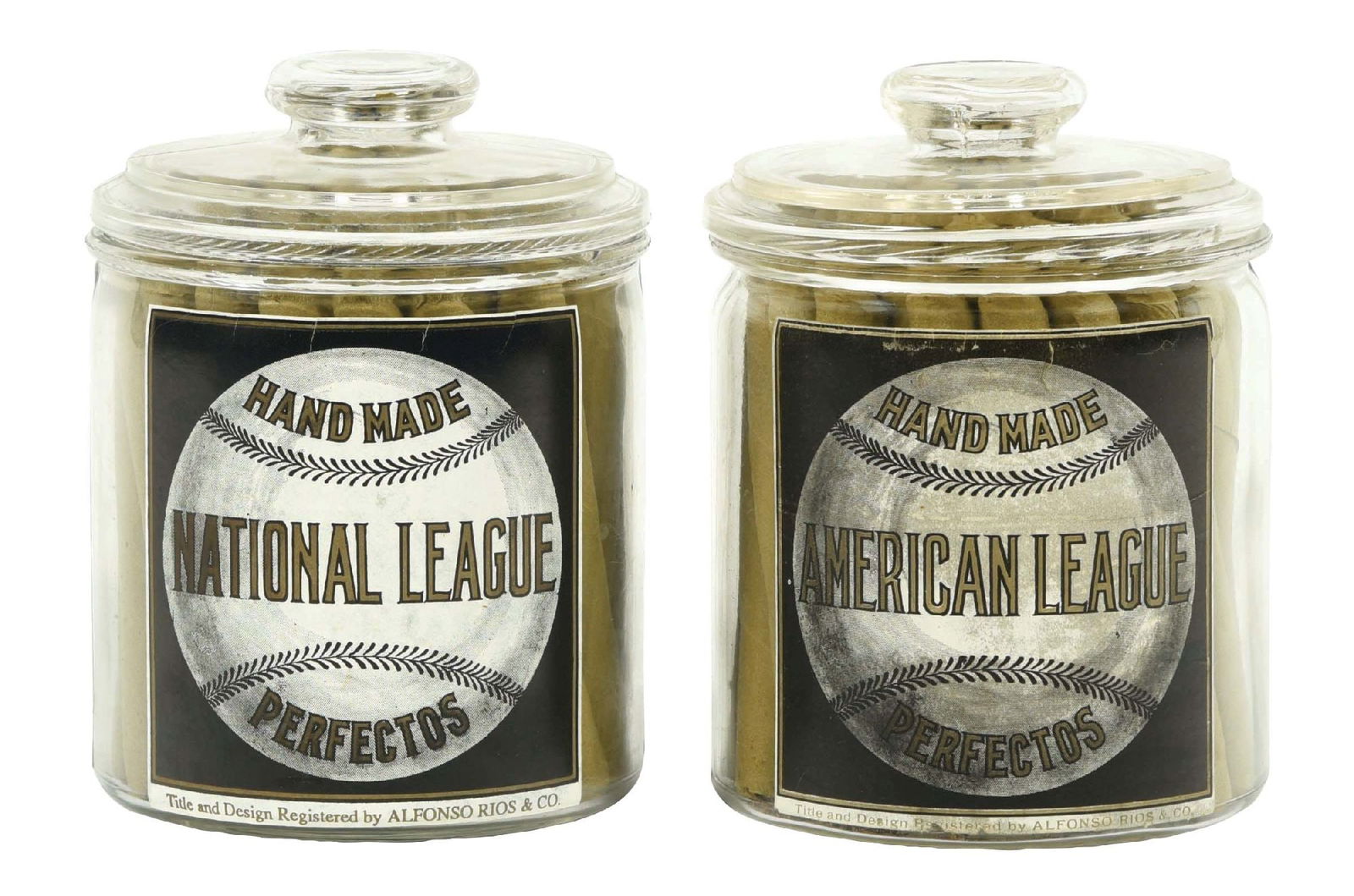 COLLECTION OF 2: NATIONAL LEAGUE HAND MADE CIGAR JARS (1 of 4)