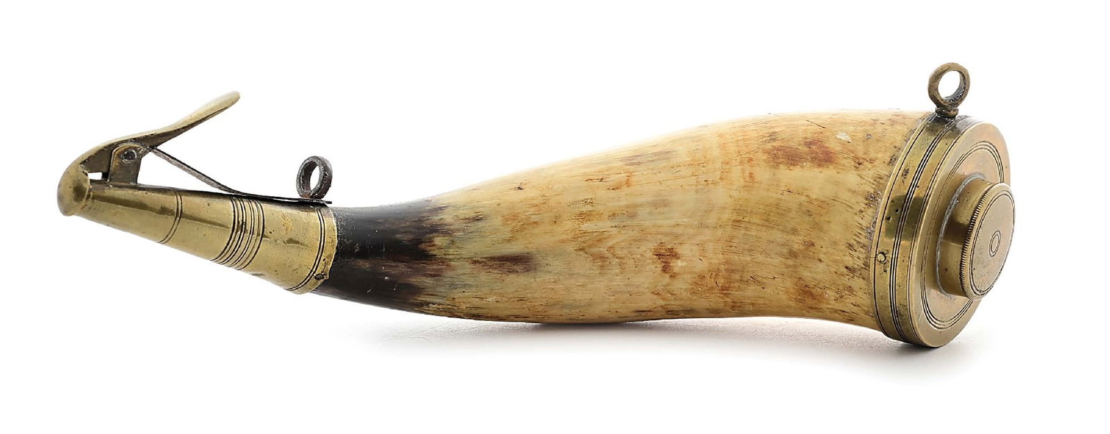 REVOLUTIONARY WAR ERA BRITISH LIGHT INFANTRY POWDER HORN.: Many regimental commanders opted to provide superior-quality horns for their light infantry and rifle troops than the Ordnance-issue horn above, such as Lieutenant Colonel John Biddulph, who purchased