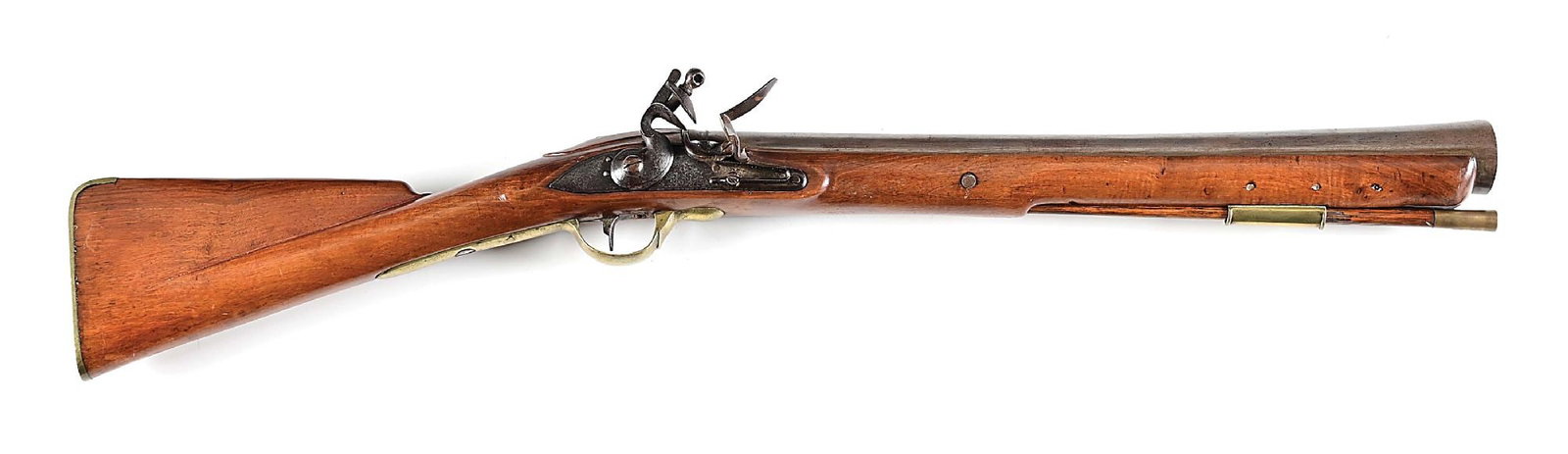(A) NAPOLEONIC ERA SEA SERVICE MUSKETOON BY SHERWOOD.: A slightly smaller version of the Pattern 1802 Sea Service musketoon, this example was a private-purchase or commercial model typically sold to privateers and merchant ships. 37 3/4 inches long overal