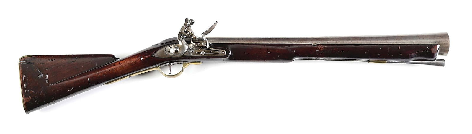 (A) TOWER PATTERN 1802 SEA SERVICE MUSKETOON (BLUNDERBUSS): Heavy blunderbuss, referred to as "musketoon" in Ordnance Board records, as employed aboard Royal Navy ships and boats during the 18th-early 19th century. An remarkably intact and fine example of the 