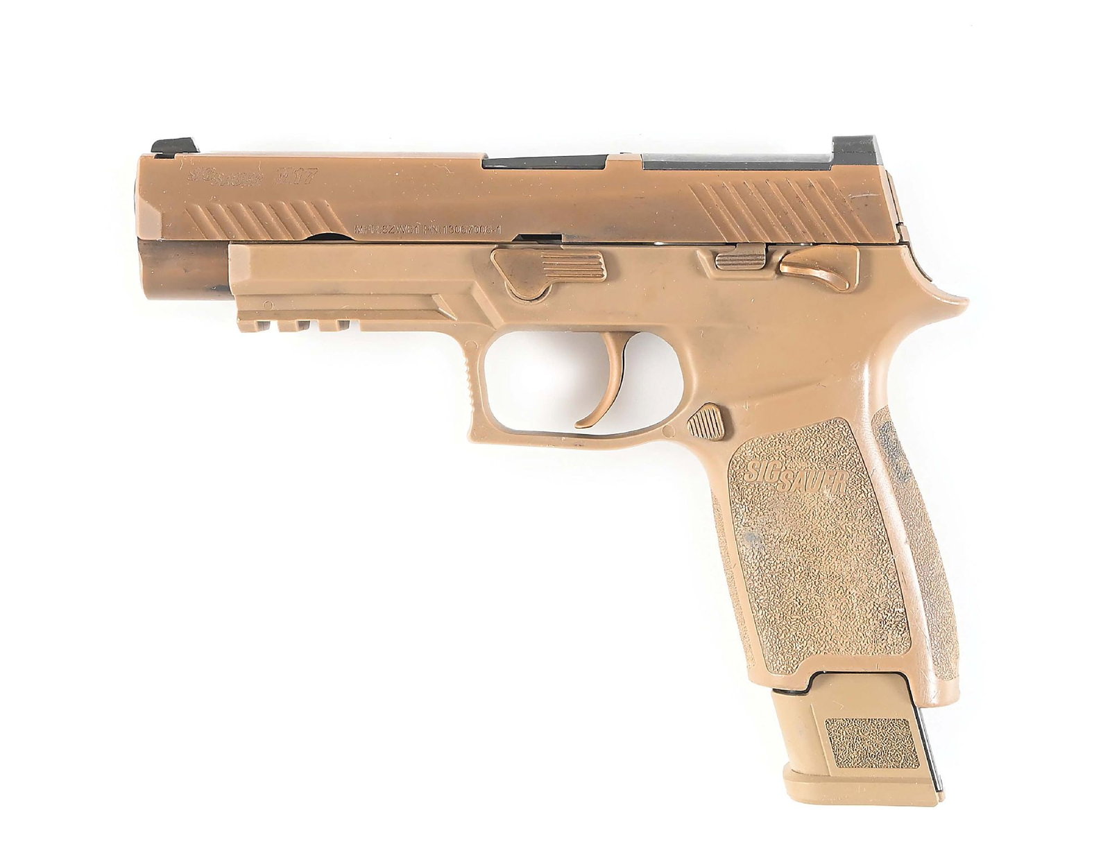 (M) U.S. FIELD TRIALS SIG-SAUER M17 SEMI-AUTOMATIC PISTOL.: Seeking a replacement for the Beretta M9, the XM17 Modular Handgun System competition was held jointly by the US Army and Air Force, ultimately selecting the Sig-Sauer P320 as the new M17 modular pist