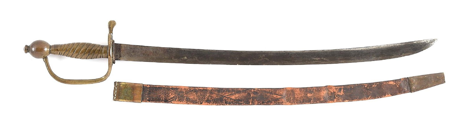 GERMANIC HANGER WITH ORIGINAL SCABBARD.: This Germanic hanger dates circa 1740-1780. For an identical example, see 38.SS on page 316 of "Battle Weapons of the American Revolution" by George C. Neumann. As stated in the book, these accompanie
