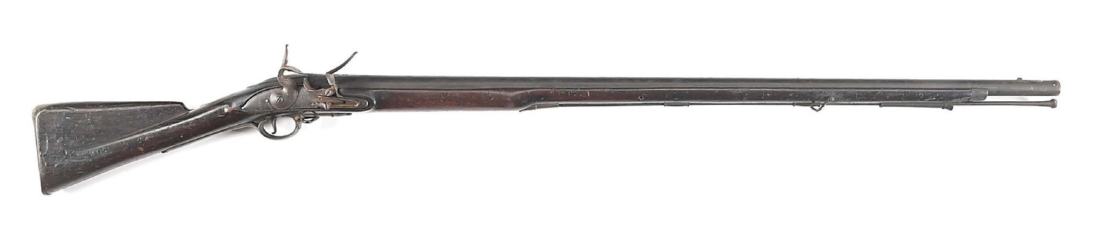 (A) 59TH REGIMENT MARKED TOWER SHORT LAND PATTERN 1777 BROWN BESS FLINTLOCK MUSKET.: The 59th British Regiment of Foot were in stationed in Boston when the Revolutionary War broke out and they suffered severe casualties. They were at Lexington and Concord as well at the Battle of Bunk