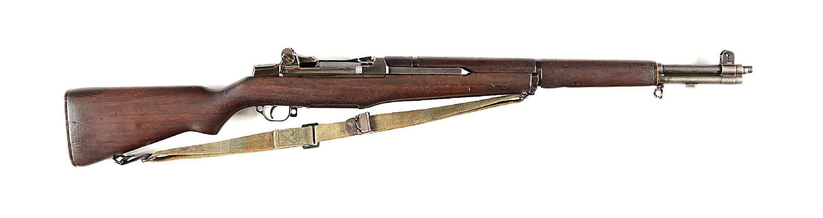 (C) WWII CORRECT SPRINGFIELD M1 GARAND SEMI-AUTOMATIC RIFLE.: Manufactured circa October 1942. Springfield barrel dated "10-42" with protected blade front sight and locking bar rear. Internals include 1942-1944 "D28287-12SA / B4B" bolt, 1941/1942 "D35382 3 SA" u