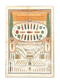 CIRCA 1920 LARGE FRENCHE FULL COLOR SOCIETE FRANCAUSE DES MUNITIONS POSTER.