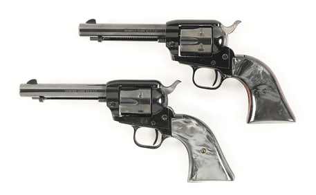 (C) MATCHED SET OF CONSECUTIVE SERIAL NUMBERED 1962 SINGLE ACTION COLT FRONTIER SCOUTS, IN BOX.
