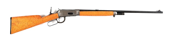 (C) WINCHESTER MODEL 55 LEVER ACTION RIFLE WITH CUSTOM BIRDSEYE MAPLE STOCKS.