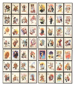 SET OF 56 WWII ANTI AXIS CARICATURE PLAYING CARD PRINTS.