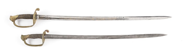 LOT OF 2: US CIVIL WAR M1850 OFFICER SWORDS, ONE HIGH GRADE EMBELLISHED BY TIFFANY & CO.
