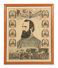 OUR FALLEN BRAVES, FRAMED LITHOGRAPH OF THE CONFEDERATE GENERALS KILLED IN THE CIVIL WAR.