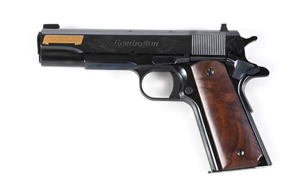 (M) 100 YEAR ANNIVERSARY REMINGTON 1911 R1 .45 ACP SEMI-AUTOMATIC PISTOL WITH CASE.