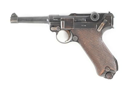 (C) 1916 DATED DWM P.08 LUGER SEMI-AUTOMATIC PISTOL.