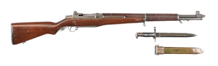 (C) INTERNATIONAL HARVESTER M1 GARAND SEMI-AUTOMATIC RIFLE.