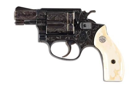 (C) ENGRAVED SMITH & WESSON MODEL 36 .38 SPECIAL DOUBLE ACTION REVOLVER.