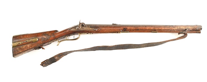 (A) CARVED PERCUSSION JAEGER RIFLE BY FERDINAND ECKART IN BAMBERG.