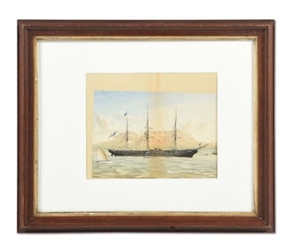 AN AMERICAN CORVETTE IN TABLE BAY, P.H. SIEMS.