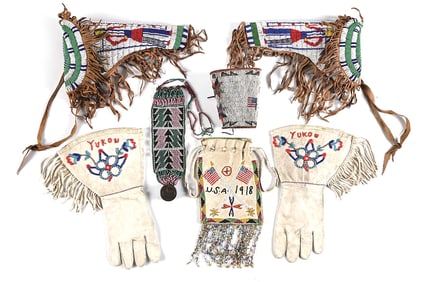 LOT OF NATIVE AMERICAN BEADWORK.