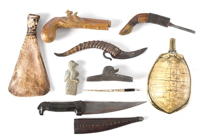 LOT OF 8: NATIVE AMERICAN TOOLS & KNIVES.