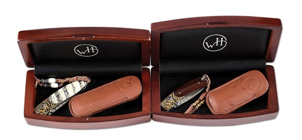 LOT OF 2: WILLIAM HENRY B05 BENGALI AND B09 SAVANNA FOLDING KNIVES.