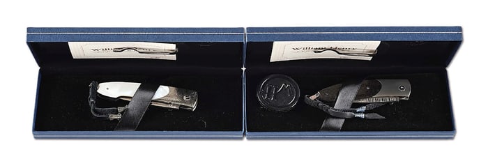 LOT OF 2: WILLIAM HENRY B10-PD AND B05-CTD FOLDING KNIVES.