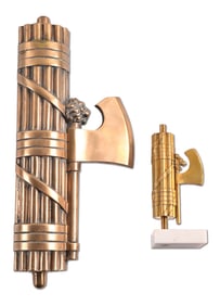 LOT OF 2: ITALIAN WWII DESK PLAQUE AND RAILWAY FASCES RECOVERED BY GENERAL HENRY KELLOGG.