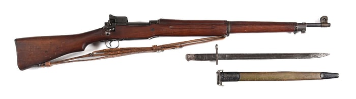 (C) WINCHESTER M1917 ELMER KEITH WWII REBUILD BOLT ACTION RIFLE WITH BAYONET.