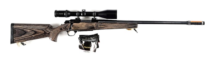 (M) BROWNING A-BOLT 2 VARMIT BOSS BOLT ACTION RIFLE IN .22-250 WITH A SWAROSKI OPTIC.