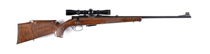 (C) ANSCHUTZ MODEL 1431/32 .22 HORNET BOLT ACTION RIFLE WITH LEUPOLD OPTIC.