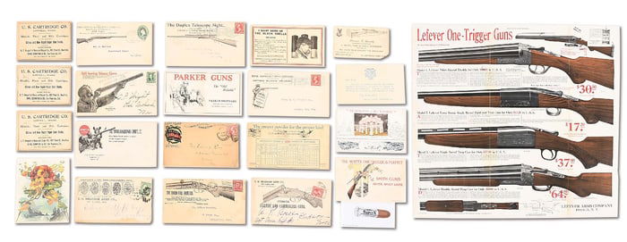 LOT OF MISCELLANEOUS FIREARMS EPHEMERA AND ADVERTISING.