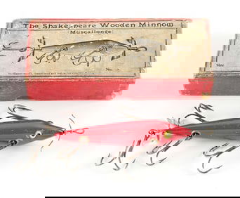 SHAKESPEARE NO. 64 FIVE HOOK RED MUSKY MINNOW WITH PICTURE BOX