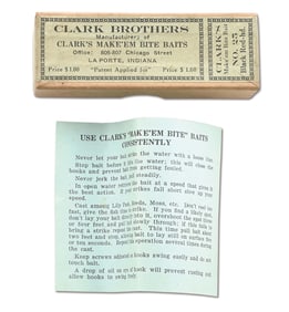 CLARK BROTHERS MAKE EM BITE BAIT BOX AND PAPERWORK ONLY