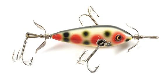 HEDDON 100S WHITE STRAWBERRY SPOT DOWAGIAC UNDERWATER MINNOW