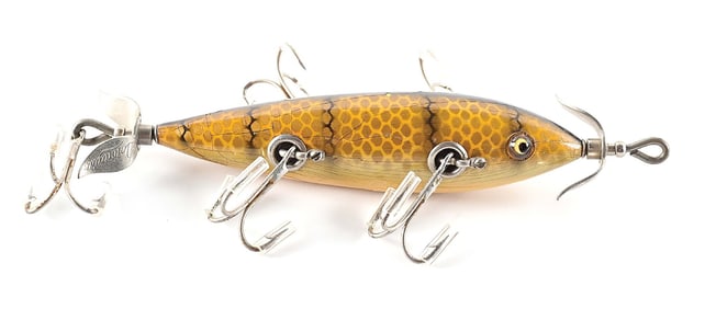 HEDDON 159M DOWAGIAC UNDERWATER MINNOW IN UNCATALOGUED PIKE SCALE