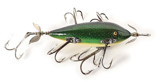HEDDON 309D 6-HOOK MUSKY MINNOW IN GREEN SCALE