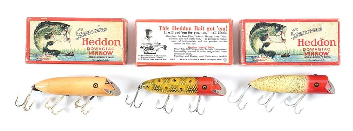 HEDDON 8502LUM, 8500FRH, AND 8509JRH BASSERS IN BOXES