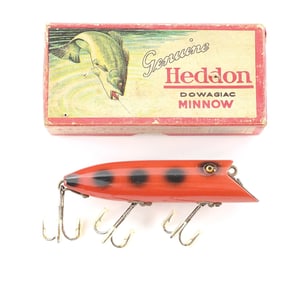 HEDDON 8509V BASSER IN ORANGE WITH BLACK SPOTS IN BOX