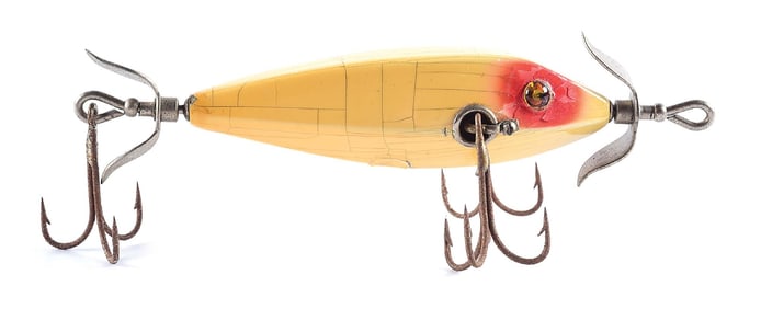 HEDDON 0 DOWAGIAC UNDERWATER MINNOW IN WHITE WITH RED EYES