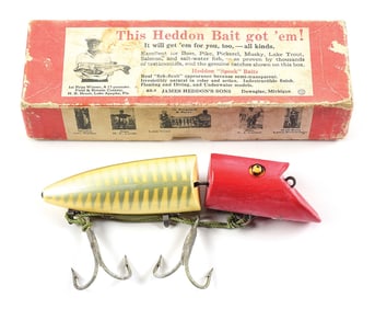HEDDON 8369PXLS KING ZIG WAG IN RED HEAD PEARL SHORE MINNOW IN CORRECT BRUSH BOX
