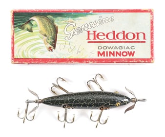 HEDDON 150 DOWAGIAC UNDERWATER MINNOW IN GREEN CRACKLEBACK WITH RED CHIN