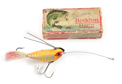 HEDDON 229XRY WEEDLESS WIDOW IN YELLOW SHORE MINNOW WITH BOX