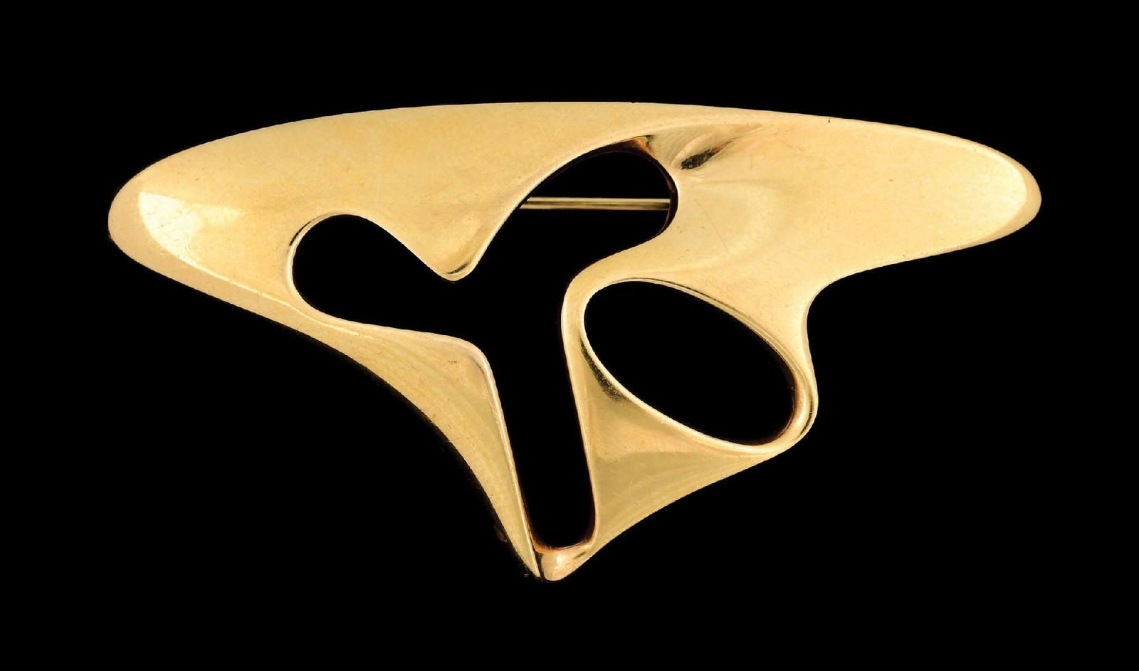 GEORG JENSEN NO. 1325 18K GOLD "SPLASH" BROOCH PIN, HENNING KOPPEL DESIGN: 18k yellow gold "Splash" brooch designed by Henning Koppel for Georg Jensen. Includes original black Georg Jensen Denmark pouch. Gross weight is 26.0 grams. Marked "Georg Jensen 750 18K 1325" on rever