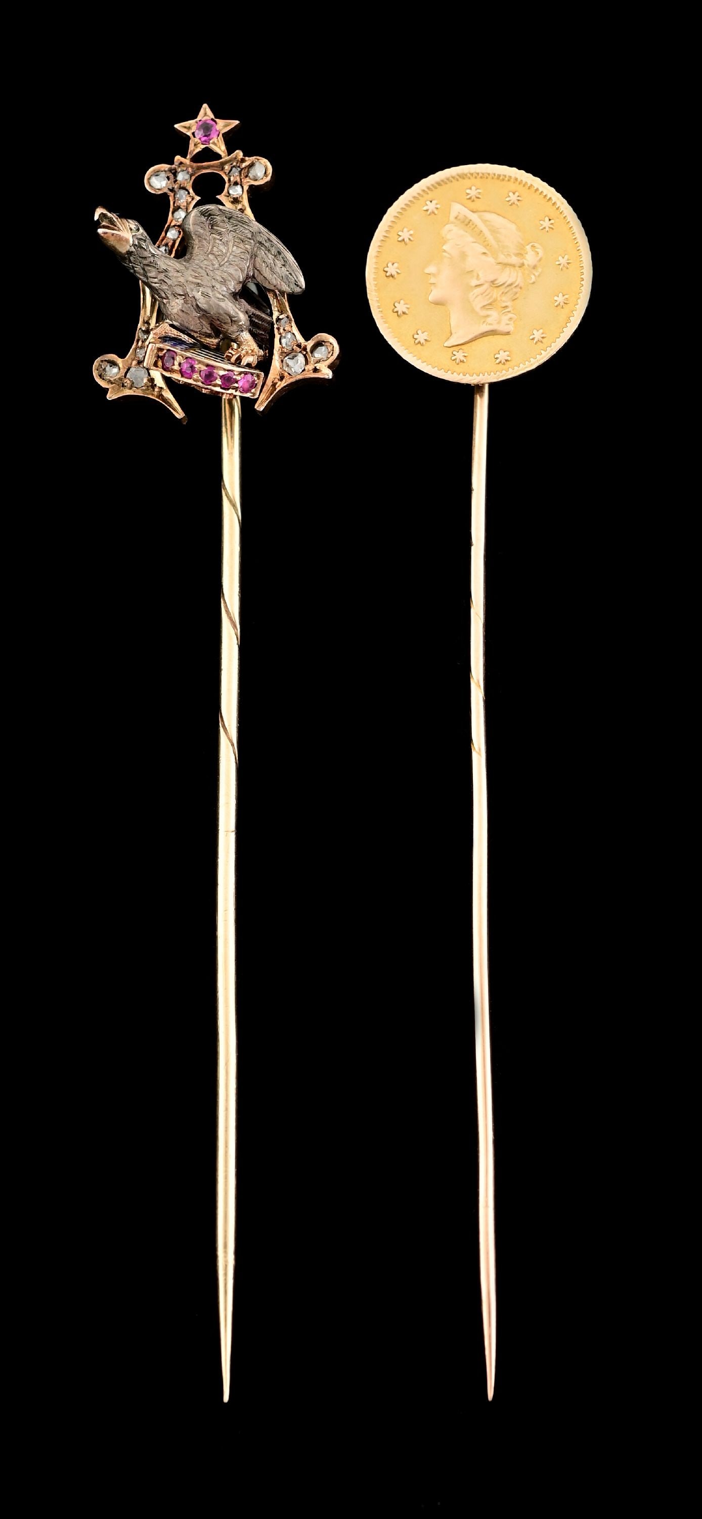 LOT OF 2: GOLD STICK PINS (1 of 6)