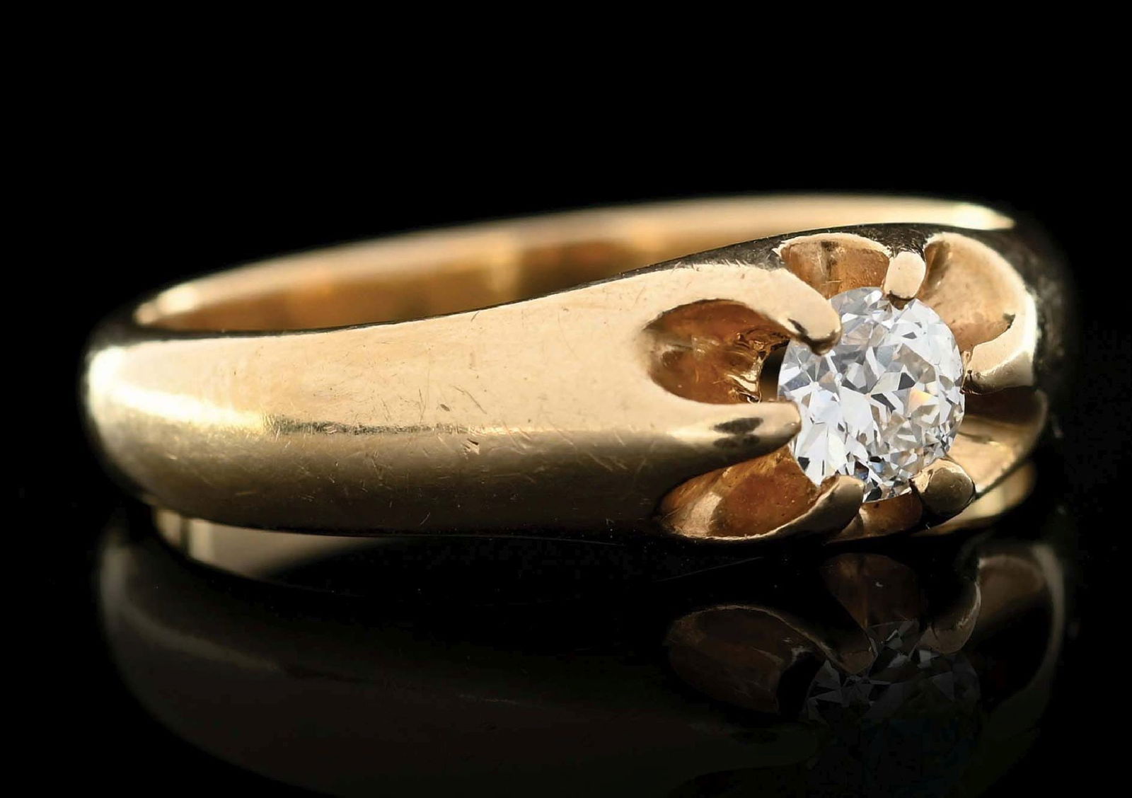 14K YELLOW GOLD DIAMOND GYPSY RING W/ APPRAISAL (1 of 5)