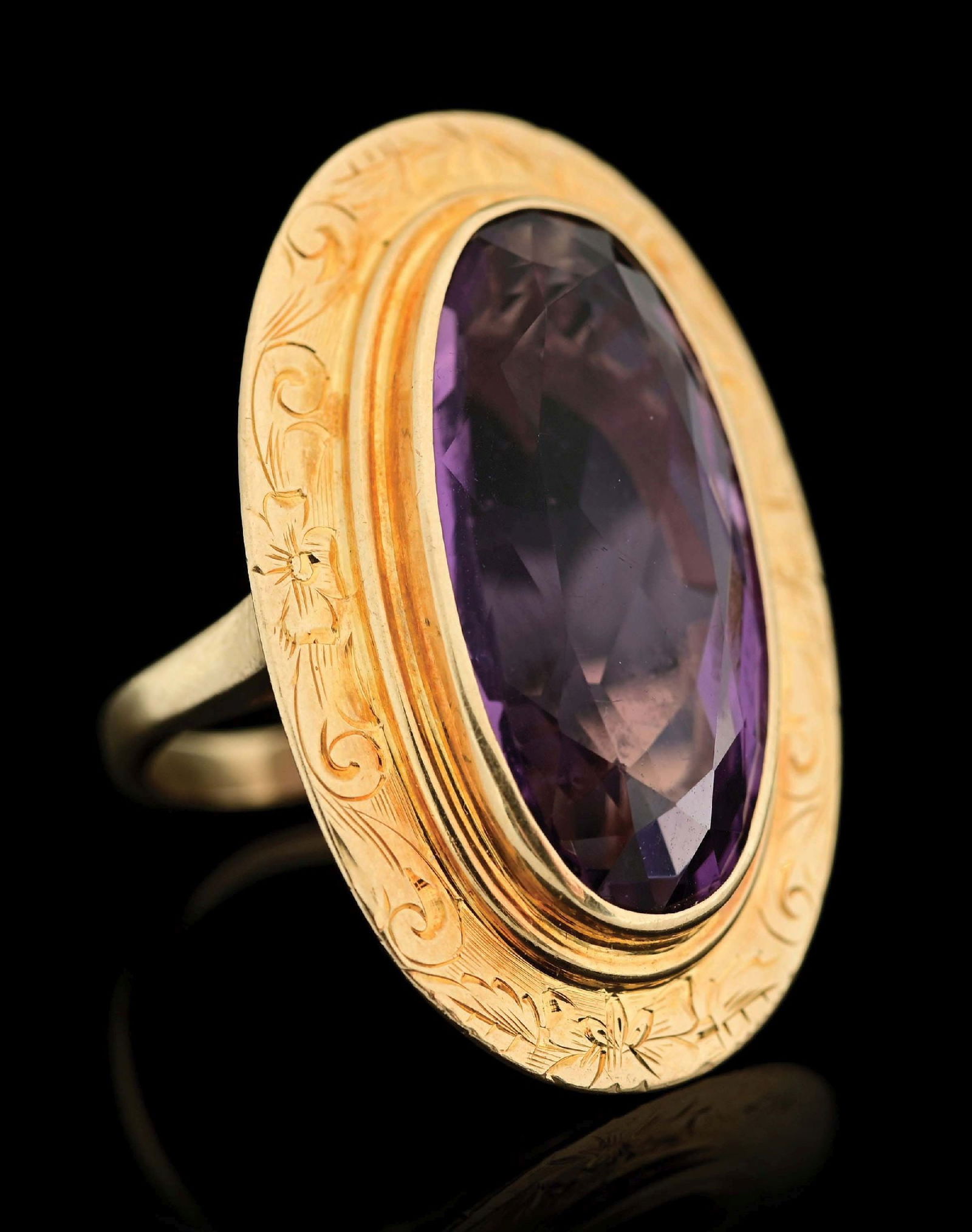 ANTIQUE 14K YELLOW GOLD AMETHYST RING (1 of 5)